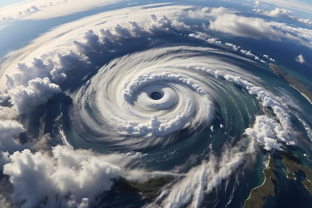 Photo vue du haut de l'ouragan alex avec des nuages blancs circulaires éléments de cette image meublés