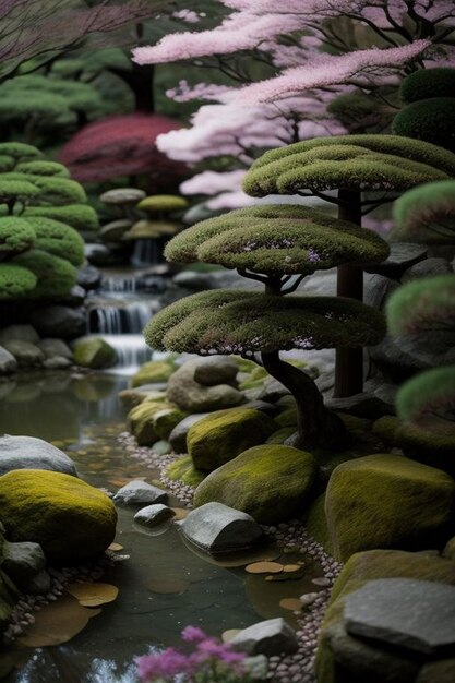 Vue du jardin japonais depuis le porche