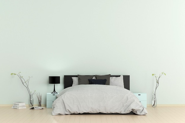 Vue du lit contre le mur à la maison
