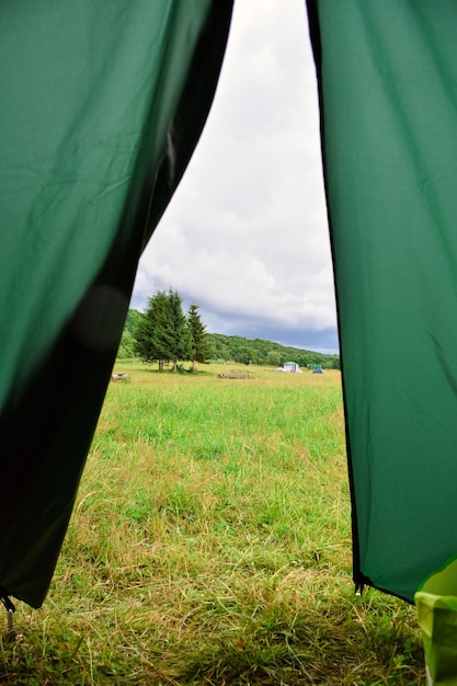 Photo vue du matin depuis la tente