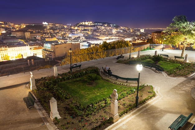 Vue du Miradouro Sao Pedro de Alcantara à Lisbonne, Portugal