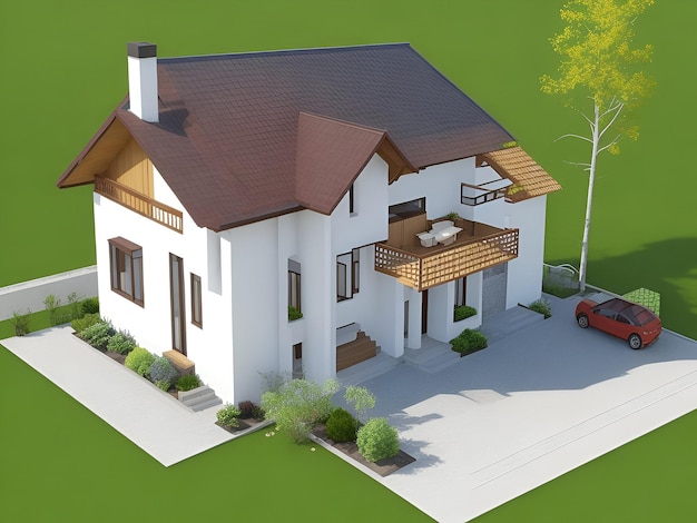 Photo vue du modèle de maison 3d