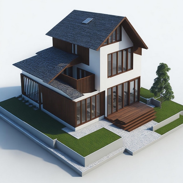Vue du modèle de maison de luxe en 3D