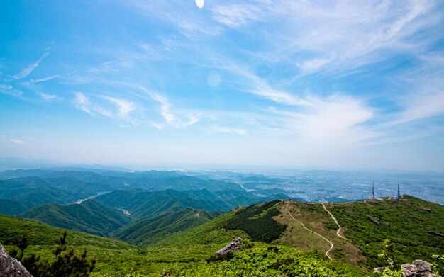 Photo vue du paysage du mont mudeungsan à gwangju en corée du sud