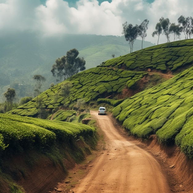 Photo vue du paysage d'une plantation de thé à munnar, kerala, inde