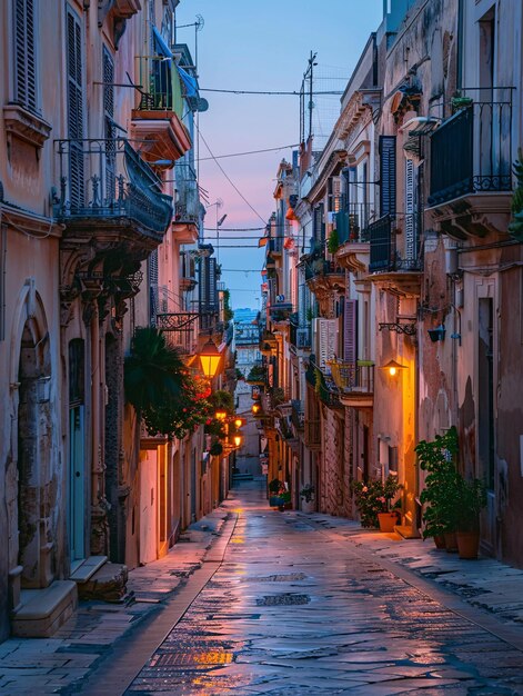 Photo vue du paysage urbain et de la rue en italie le soir