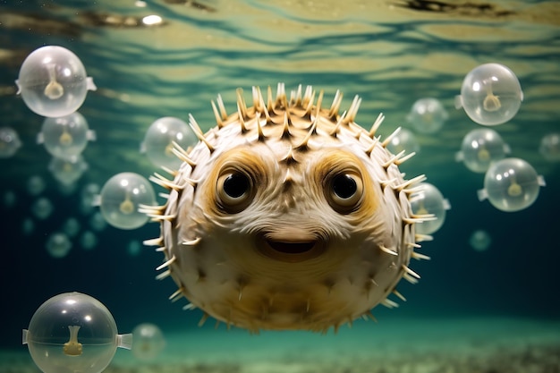 Photo vue du poisson-globe dans la nature