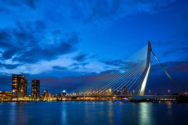 Vue du pont Erasmus et de l'horizon de Rotterdam Rotterdam Pays-Bas