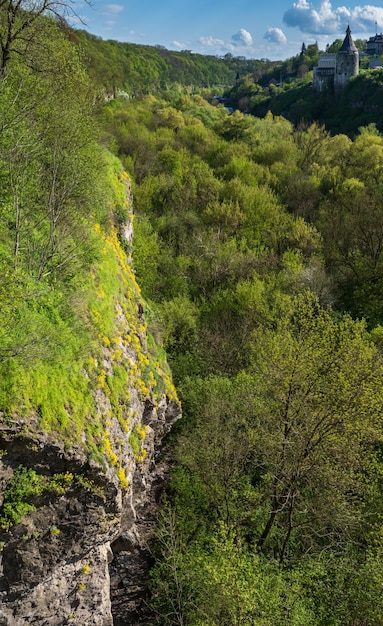 Vue du pont Novoplanivskiy au canyon de la rivière Smotrych KamianetsPodilskyi l'une des villes les plus populaires pour voyager en Ukraine