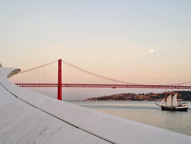 Vue du pont suspendu au coucher du soleil