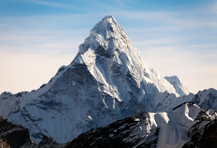 Photo vue du soir d'ama dablam sur le chemin du camp de base de l'everest au népal