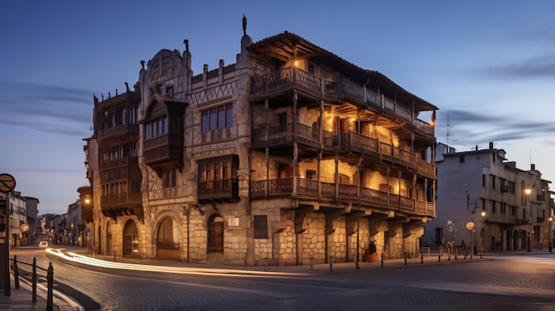 Vue du soir sur la casa botines leon espagne