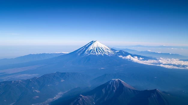 Photo vue du sommet du mont fuji depuis l'avion