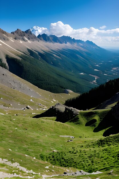 Photo vue du sommet de la montagne