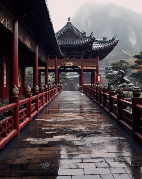 Vue du temple chinois