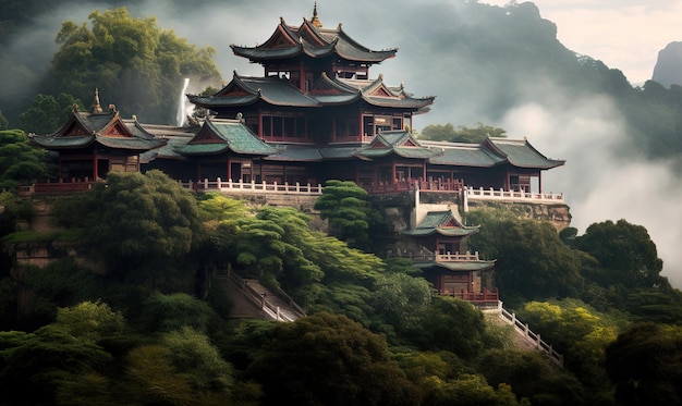 Vue du temple chinois