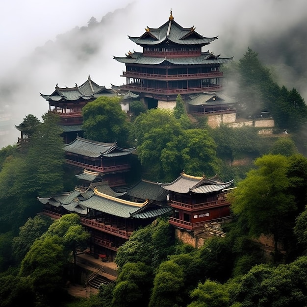 Vue du temple chinois