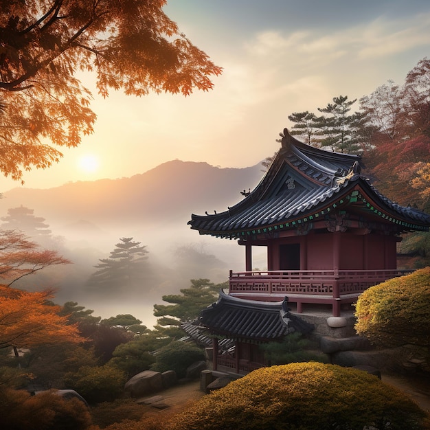 Vue du temple chinois