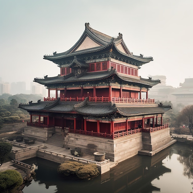 Vue du temple chinois