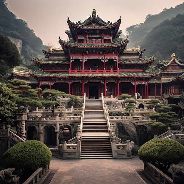 Vue du temple chinois