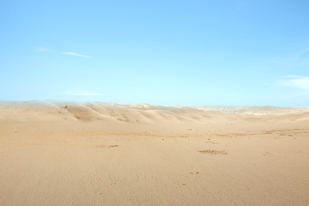 Vue sur les dunes de sable et le ciel bleu
