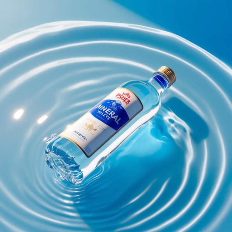 Photo vue de l'eau avec une bouteille en plastique