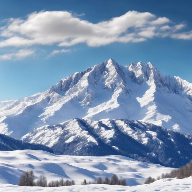 Photo une vue époustouflante sur une chaîne de montagnes enneigées avec un air frais et clair