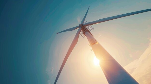 Vue de l'espace de copie de la lumière du bord supérieur de l'éolienne