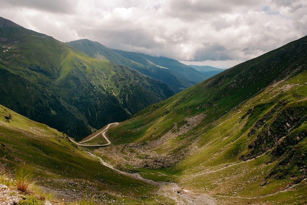 Vue d'été de la route de montagne en Roumanie