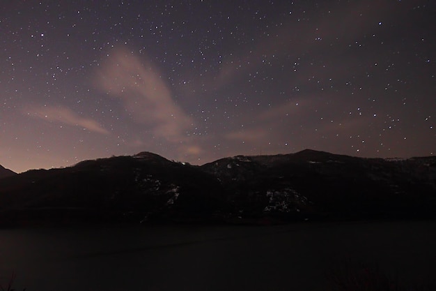 Une vue sur les étoiles de la Voie lactée avec un sommet de montagne au premier planPerseid Meteor Shower