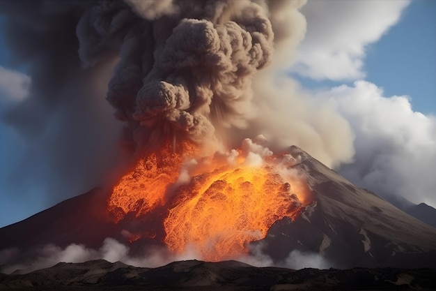 Une vue étonnante de l'éruption du volcan