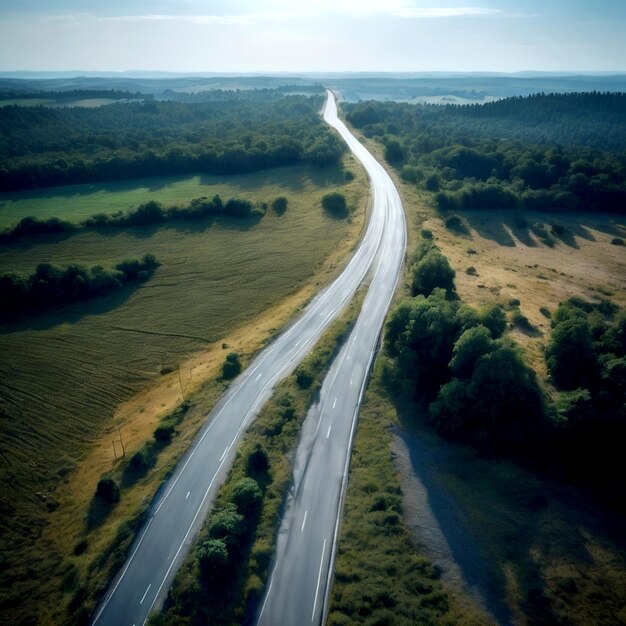 Photo vue étonnante de la route vide d'en haut