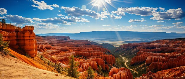 Photo vue des étonnants hoodoos de grès rouge dans le parc national de bryce canyon