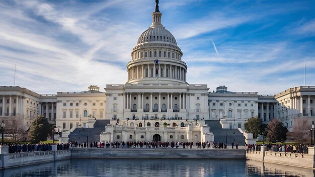 Photo vue de la façade du bâtiment du capitole à washington dc