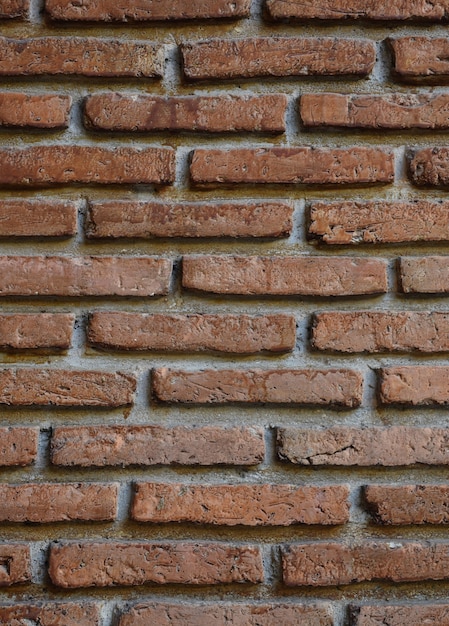 Photo vue de face de brique de mur orange