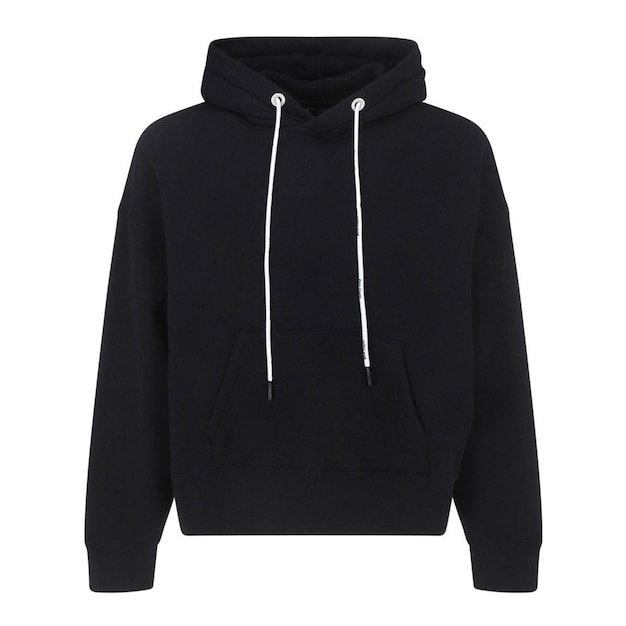 Vue de face du sweat à capuche noir isolé sur fond blanc