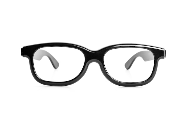Vue de face de lunettes noires vintage isolé sur fond blanc