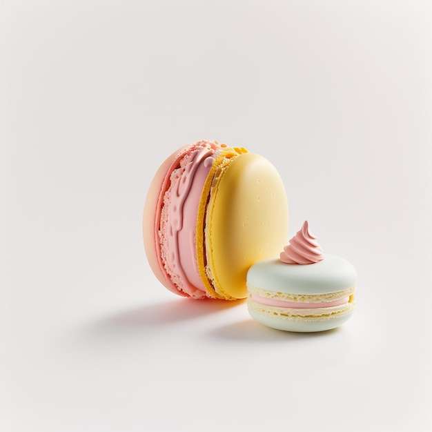 Vue de face Macarons savoureux français sur fond blanc