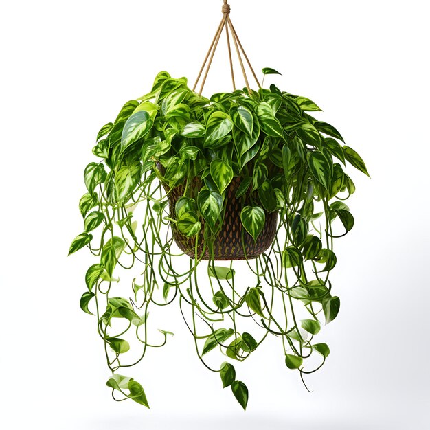 Vue de face d'une plante décorative en pot pour la décoration intérieure sur un fond blanc minimaliste