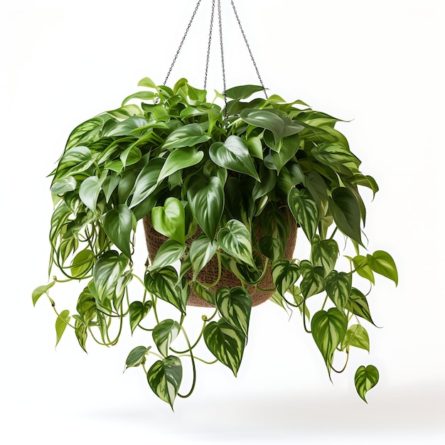 Vue de face d'une plante décorative en pot pour la décoration intérieure sur un fond blanc minimaliste