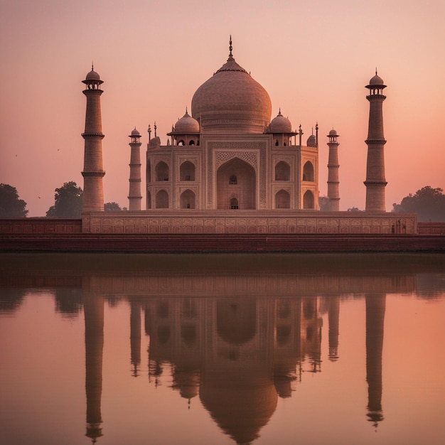 Une vue de face et une vue latérale du taj mahal hd