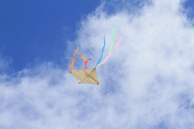 Photo vue à faible angle d'un cerf-volant volant contre le ciel bleu