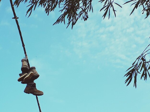 Photo vue à faible angle des chaussures contre le ciel