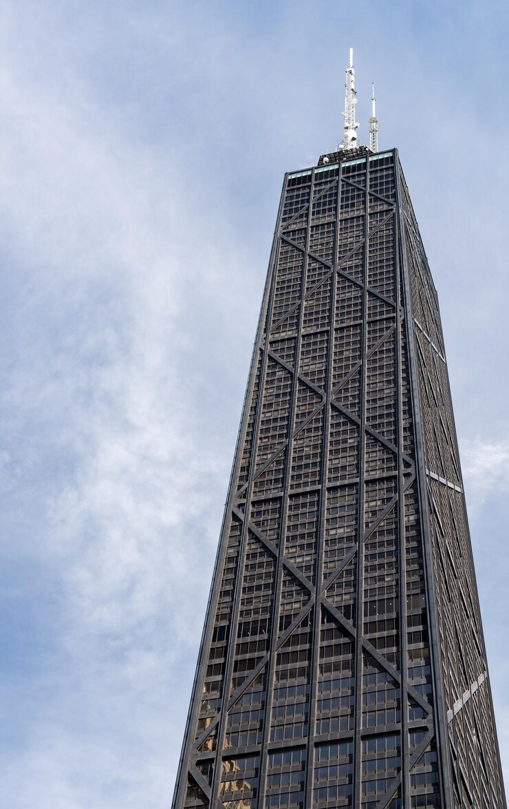 Photo vue à faible angle du bâtiment sur un ciel nuageux