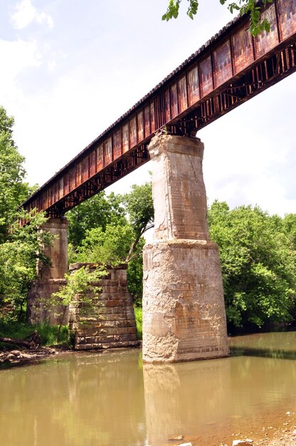 Photo vue à faible angle du pont sur la rivière contre le ciel