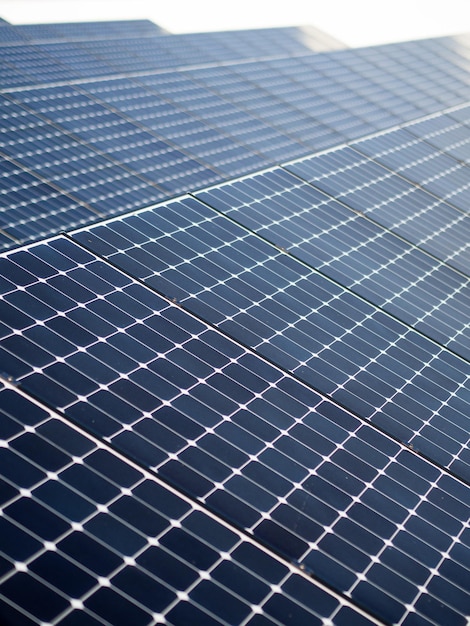Vue à faible angle des panneaux solaires
