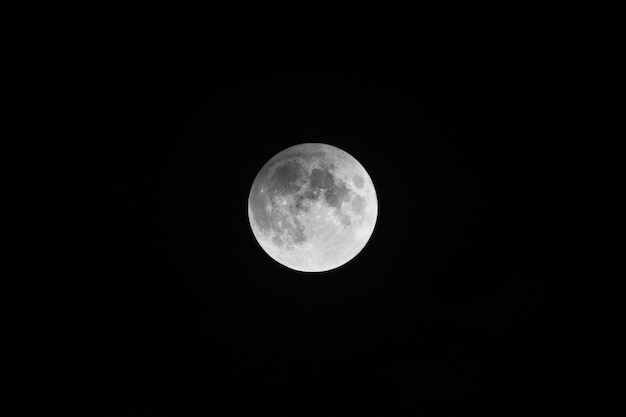 Vue à faible angle de la pleine lune pendant la nuit contre le ciel