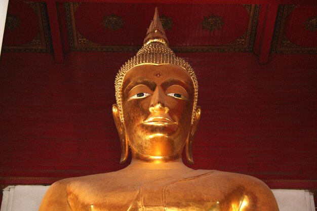 Photo vue à faible angle de la statue de bouddha à wat phra mongkhon bophit