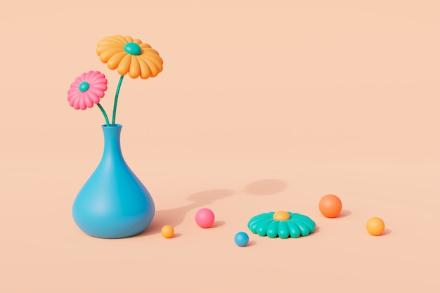 Vue de fleurs épanouies 3d