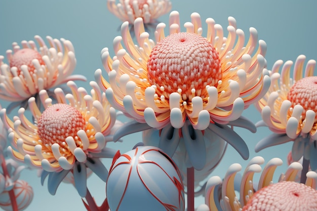 Vue des fleurs en fleurs en 3D